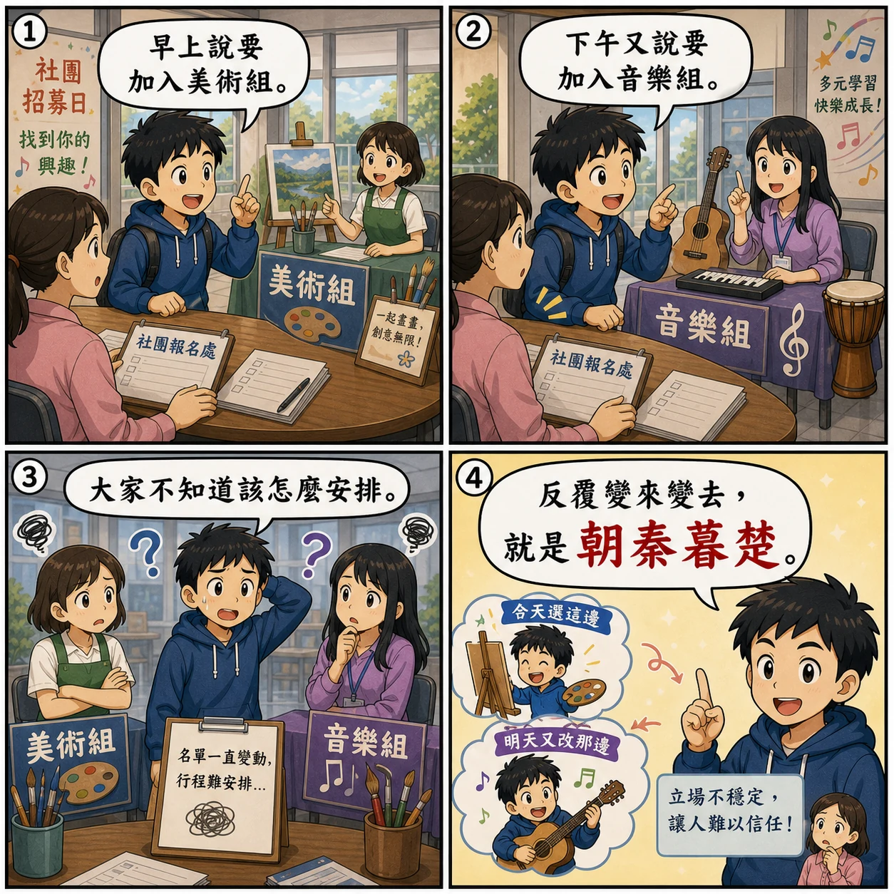 朝秦暮楚的 AI 生成成語漫畫