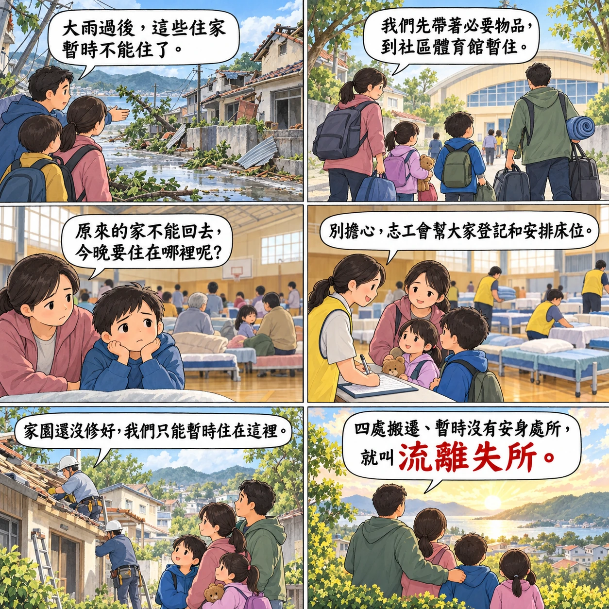 流離失所的 AI 生成成語漫畫