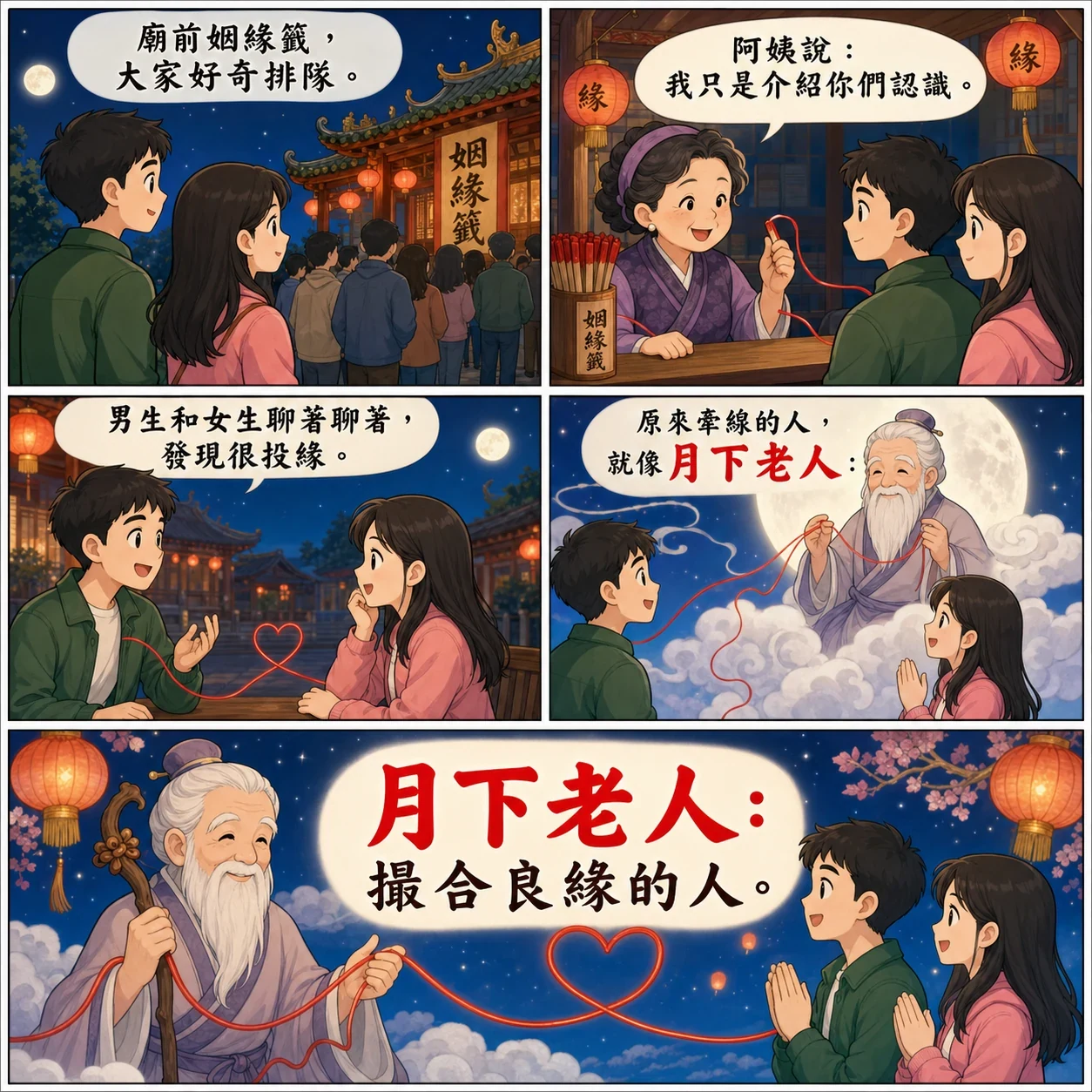 月下老人的 AI 生成成語漫畫