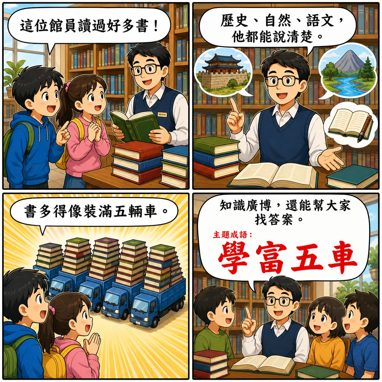 學富五車的 AI 生成成語漫畫