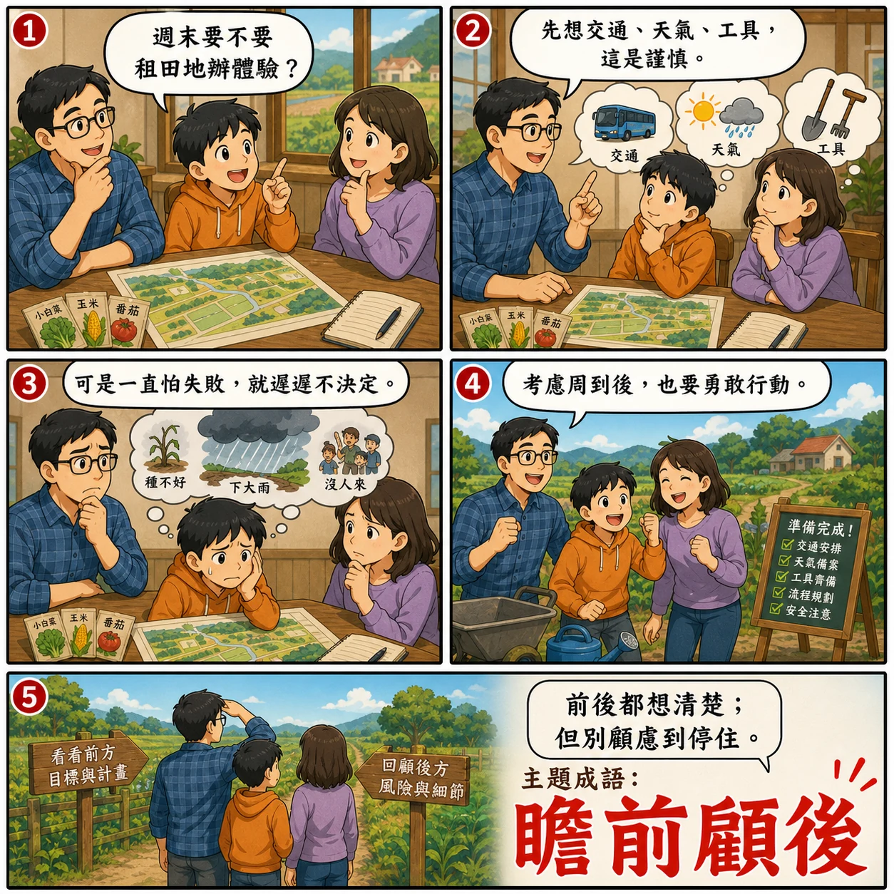 瞻前顧後的 AI 生成成語漫畫