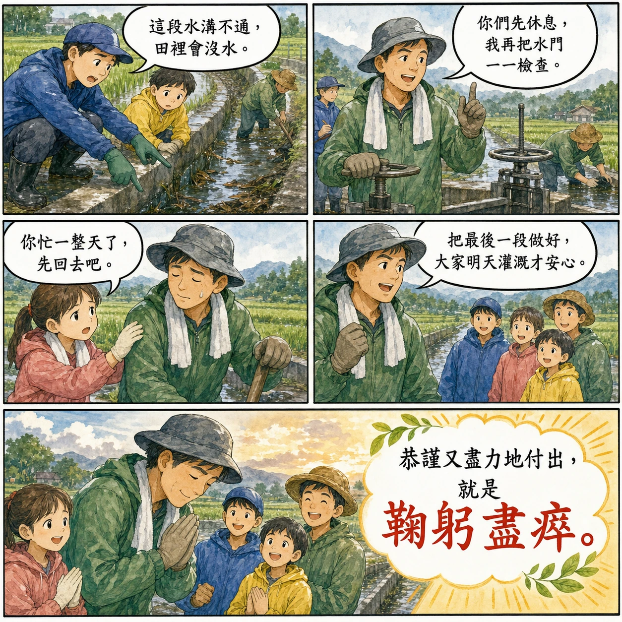 鞠躬盡瘁的 AI 生成成語漫畫