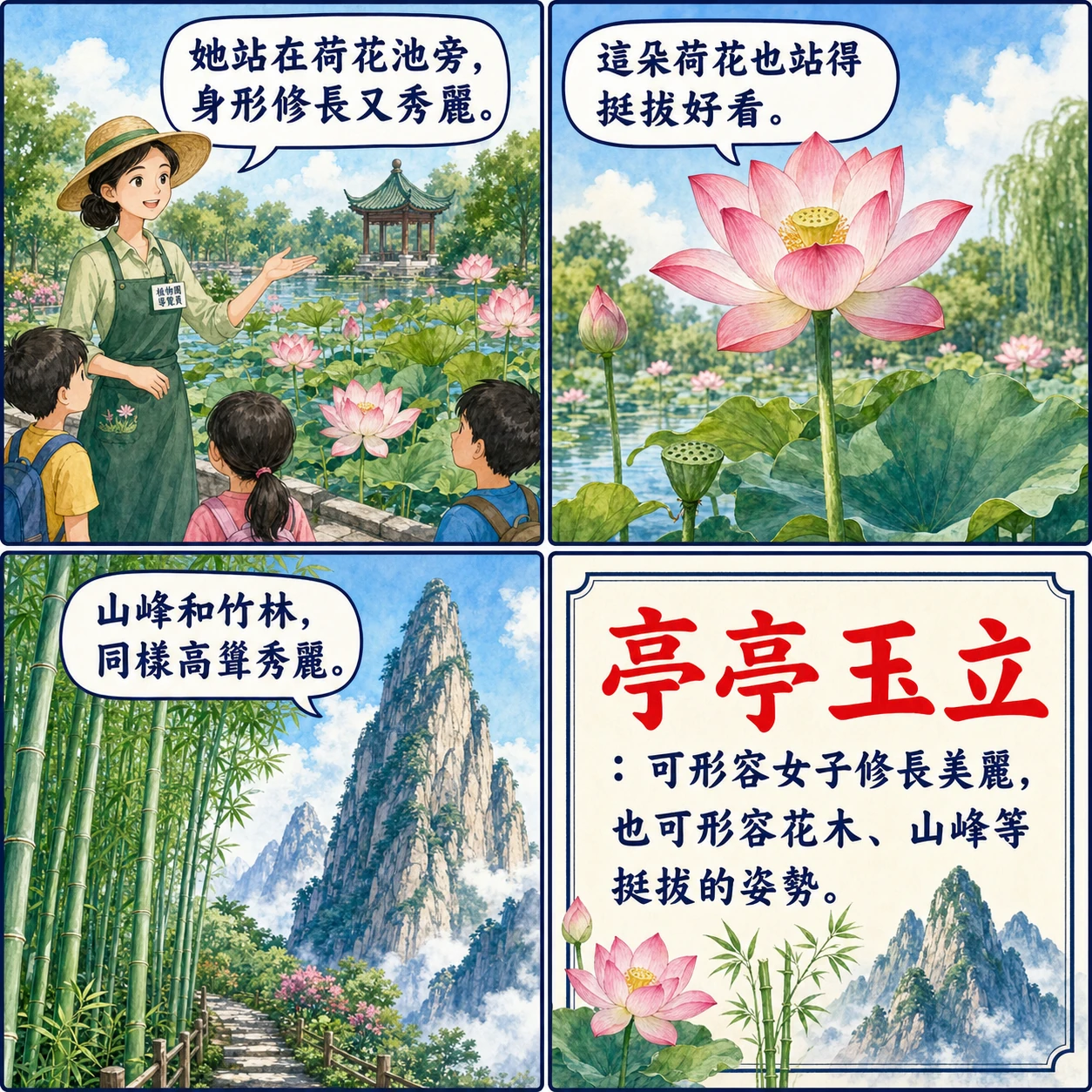亭亭玉立的 AI 生成成語漫畫