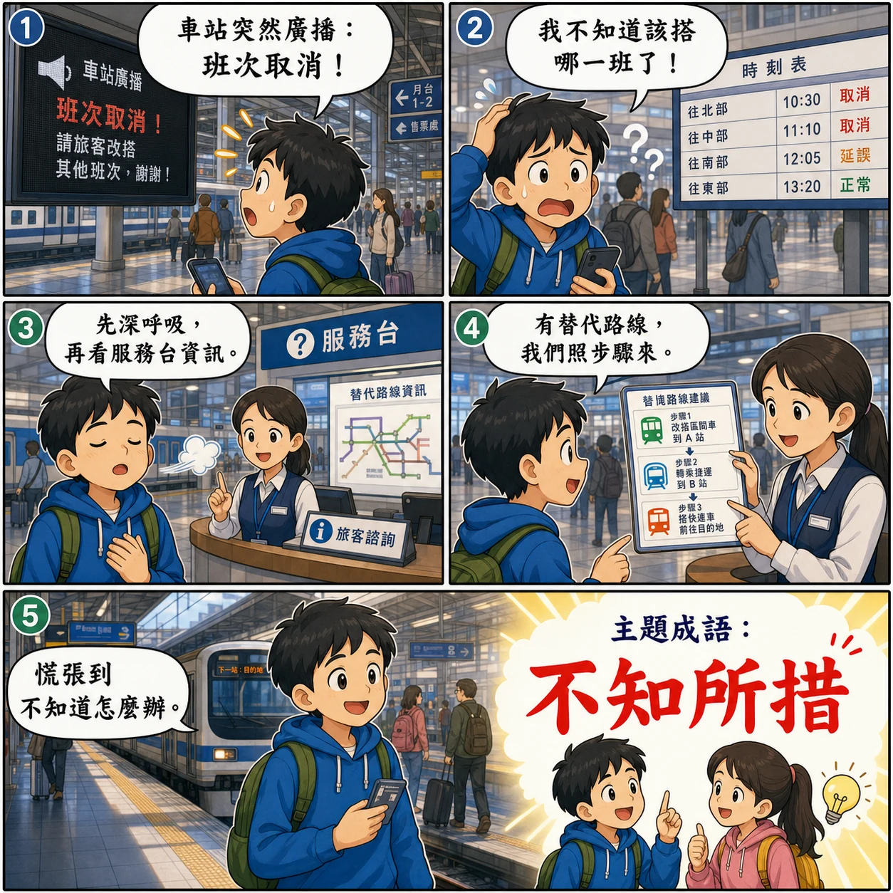 不知所措的 AI 生成成語漫畫