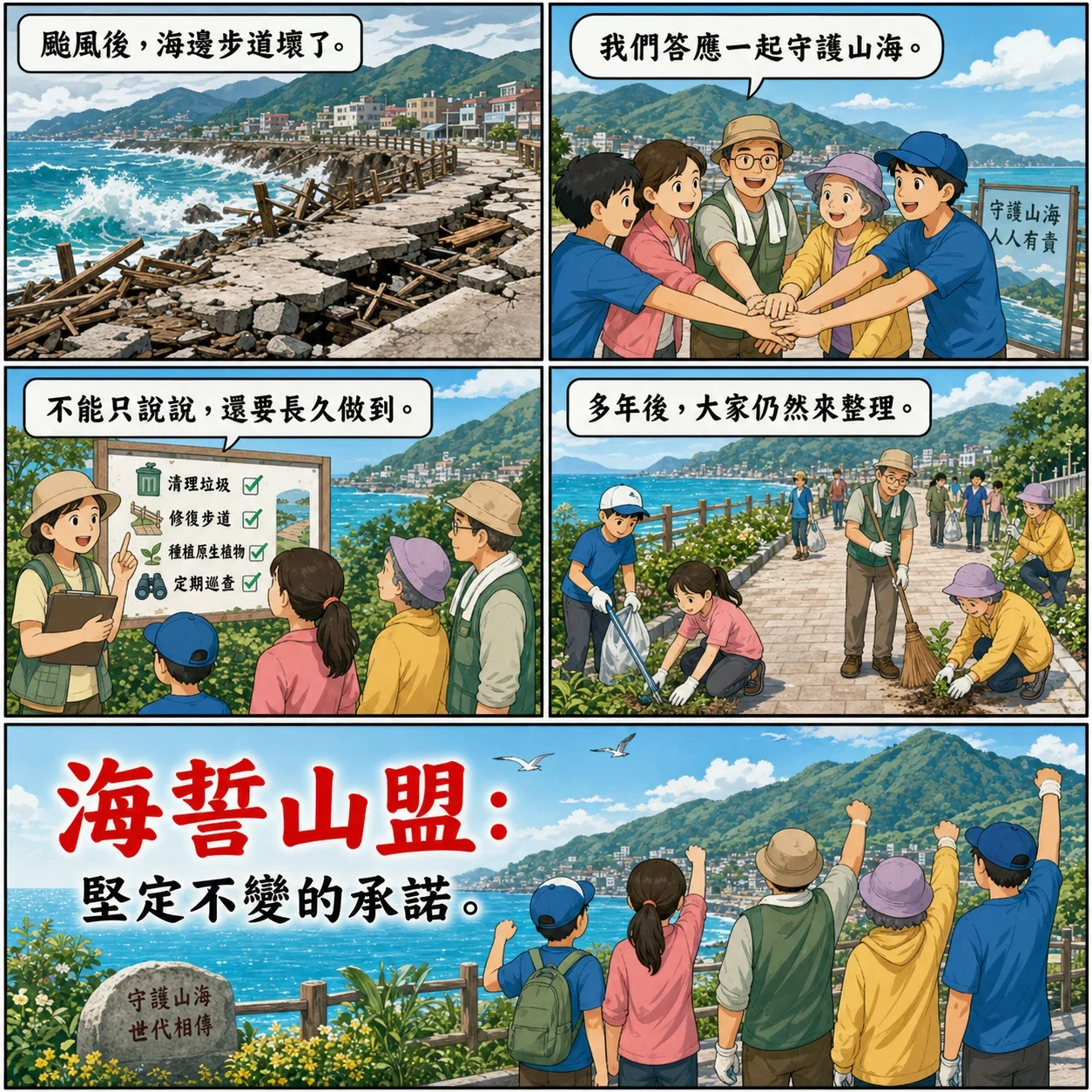 海誓山盟的 AI 生成成語漫畫