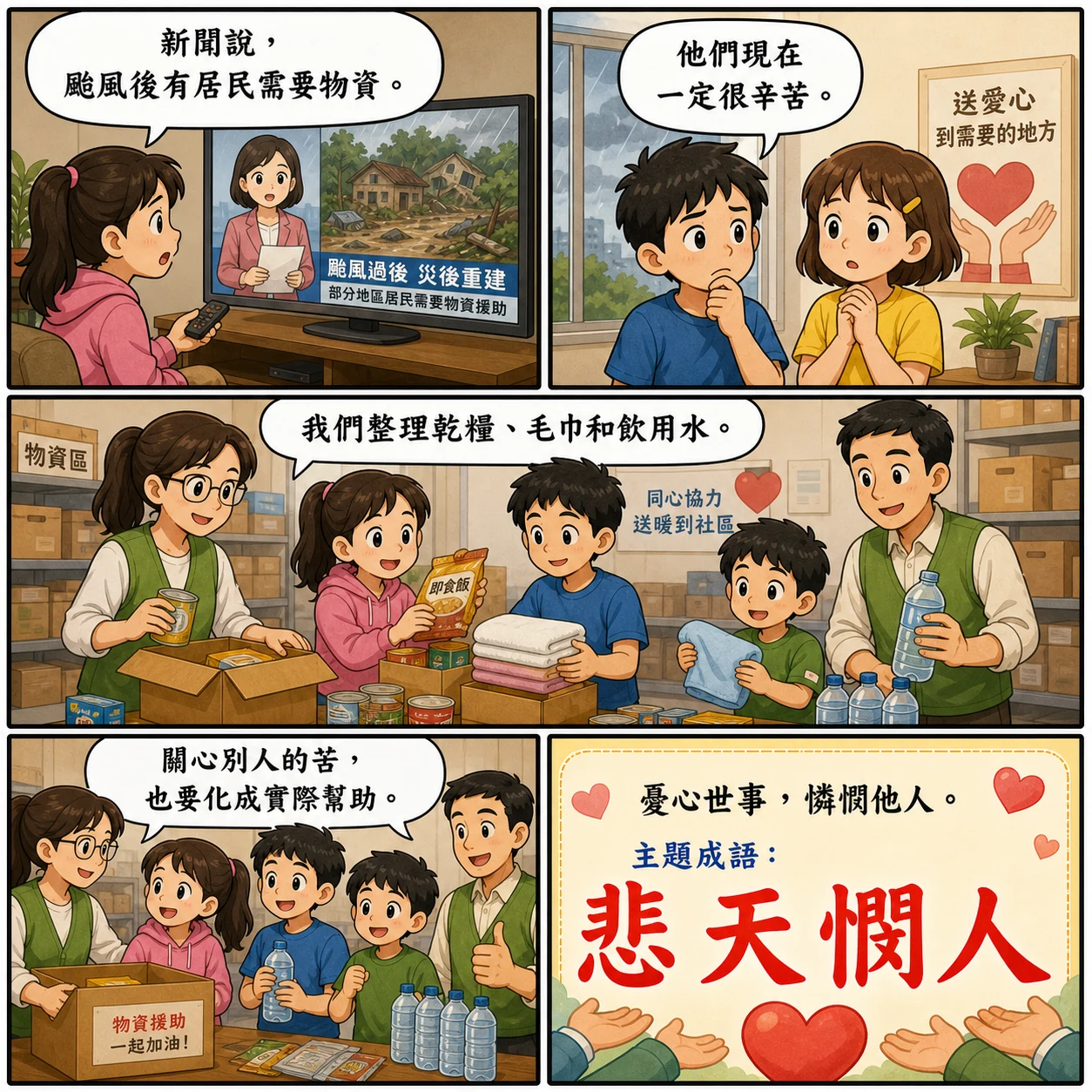 悲天憫人的 AI 生成成語漫畫