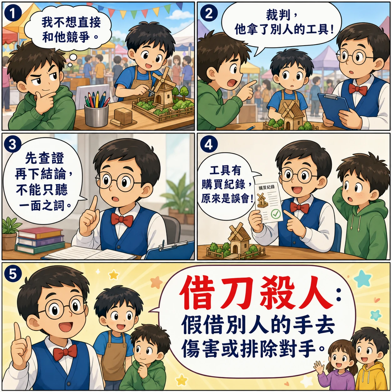 借刀殺人的 AI 生成成語漫畫