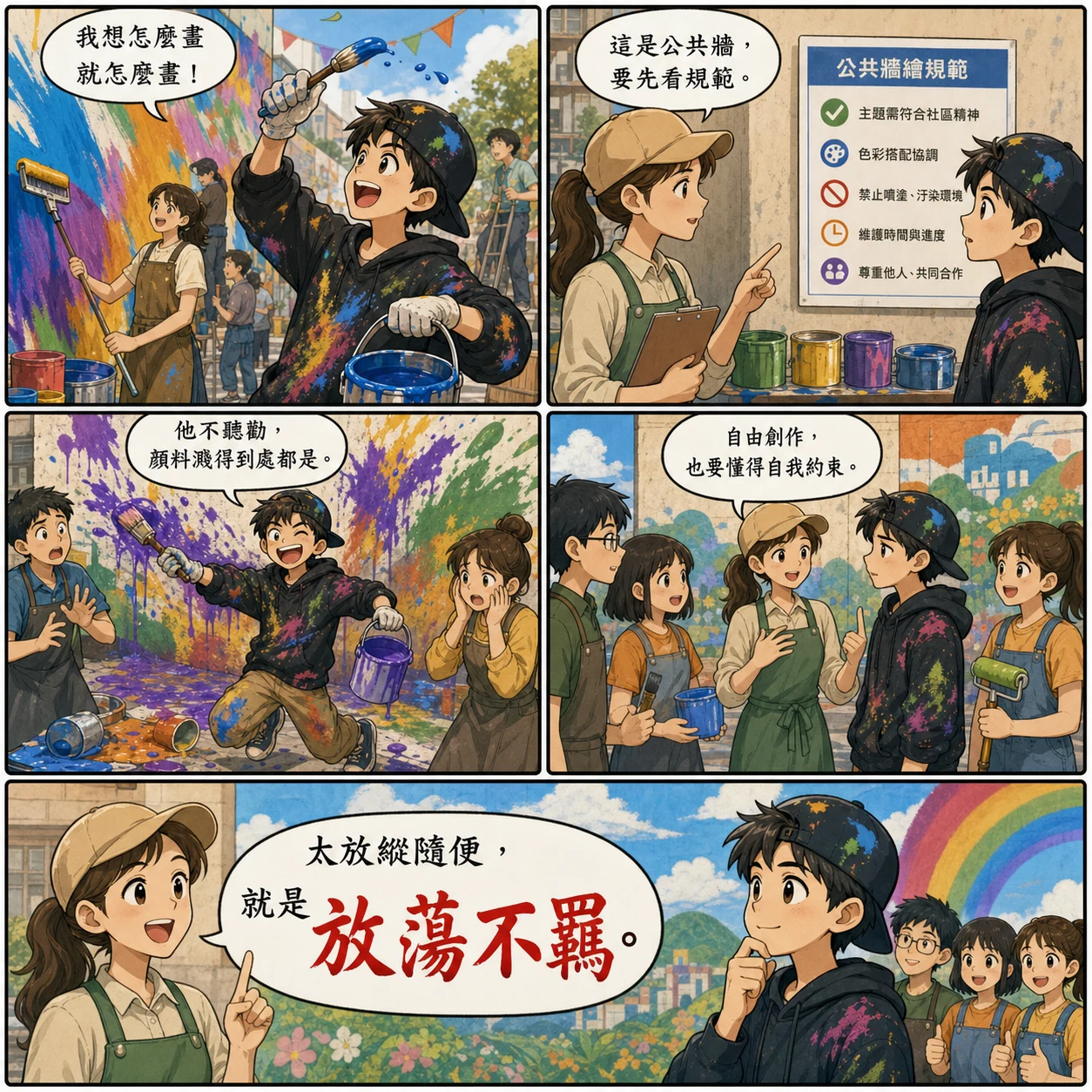放蕩不羈的 AI 生成成語漫畫