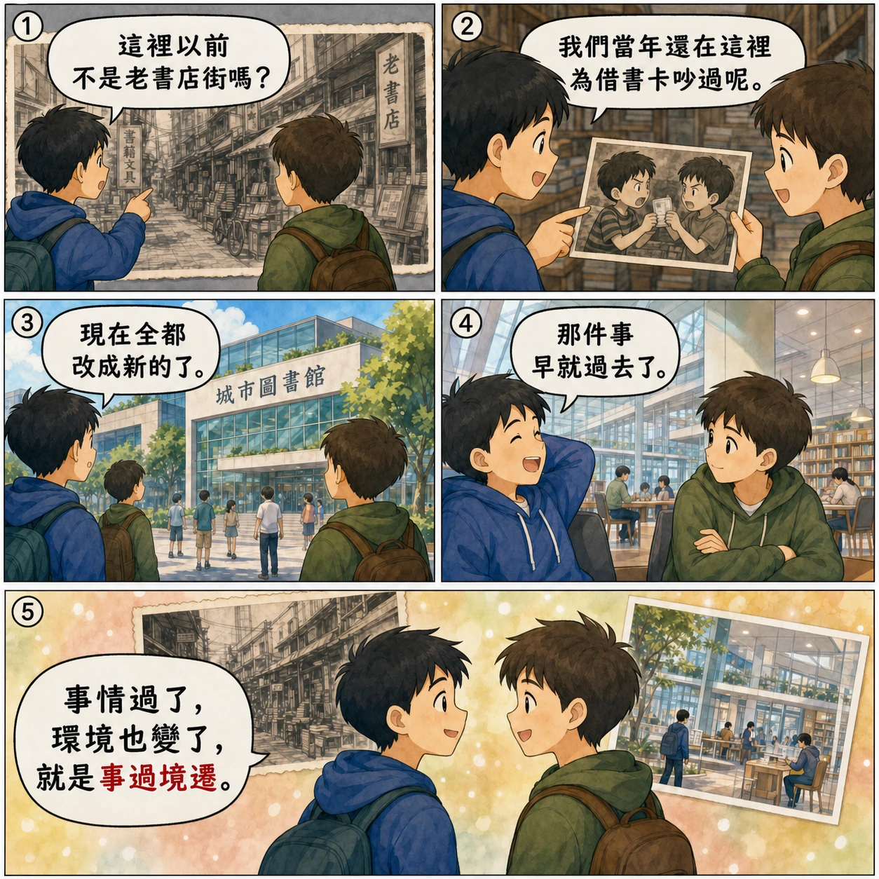 事過境遷的 AI 生成成語漫畫