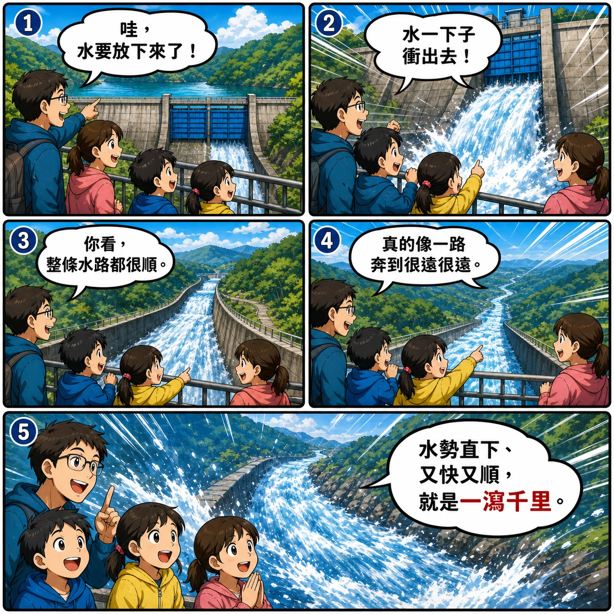 一瀉千里的 AI 生成成語漫畫