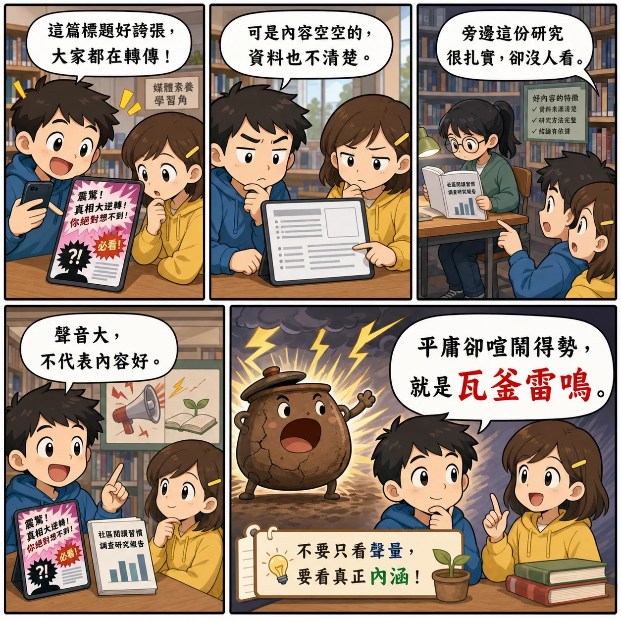 瓦釜雷鳴的 AI 生成成語漫畫