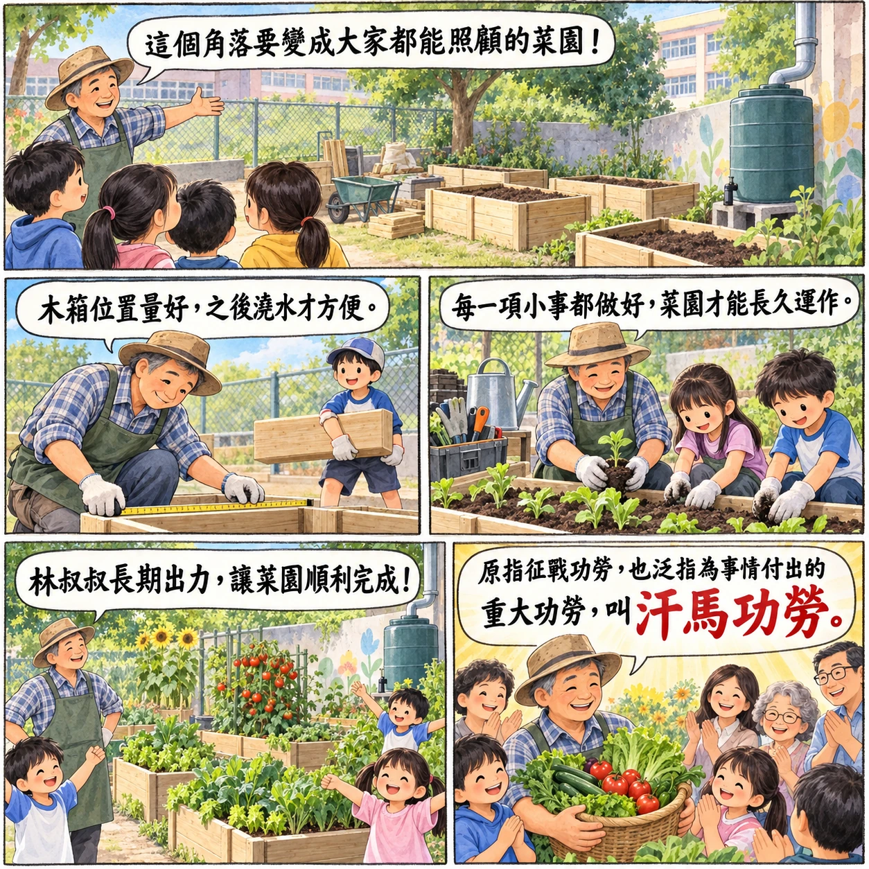 汗馬功勞的 AI 生成成語漫畫
