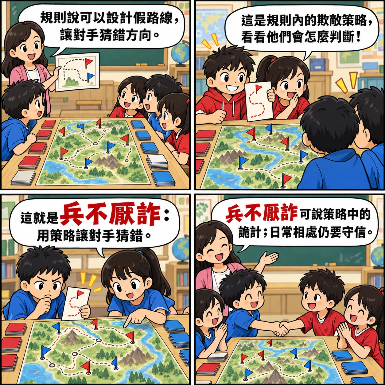 兵不厭詐的 AI 生成成語漫畫
