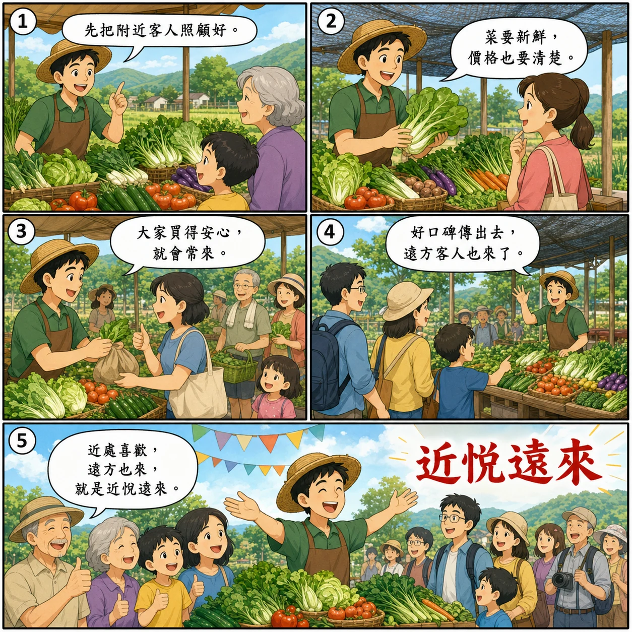 近悅遠來的 AI 生成成語漫畫