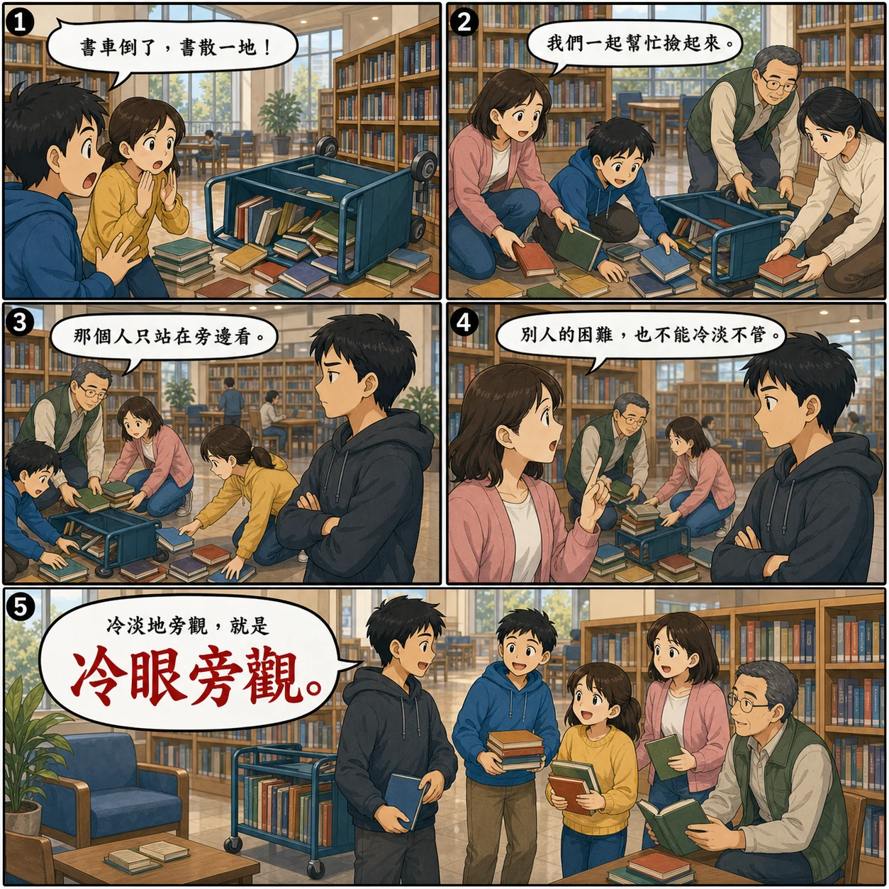 冷眼旁觀的 AI 生成成語漫畫