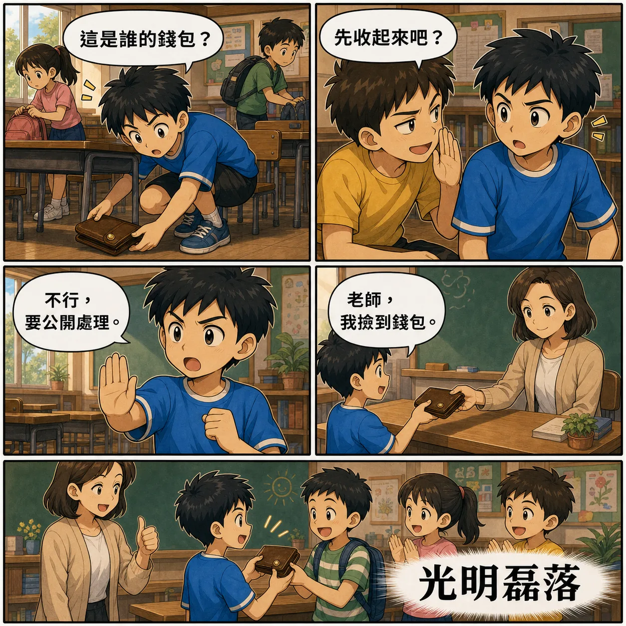 光明磊落的 AI 生成成語漫畫