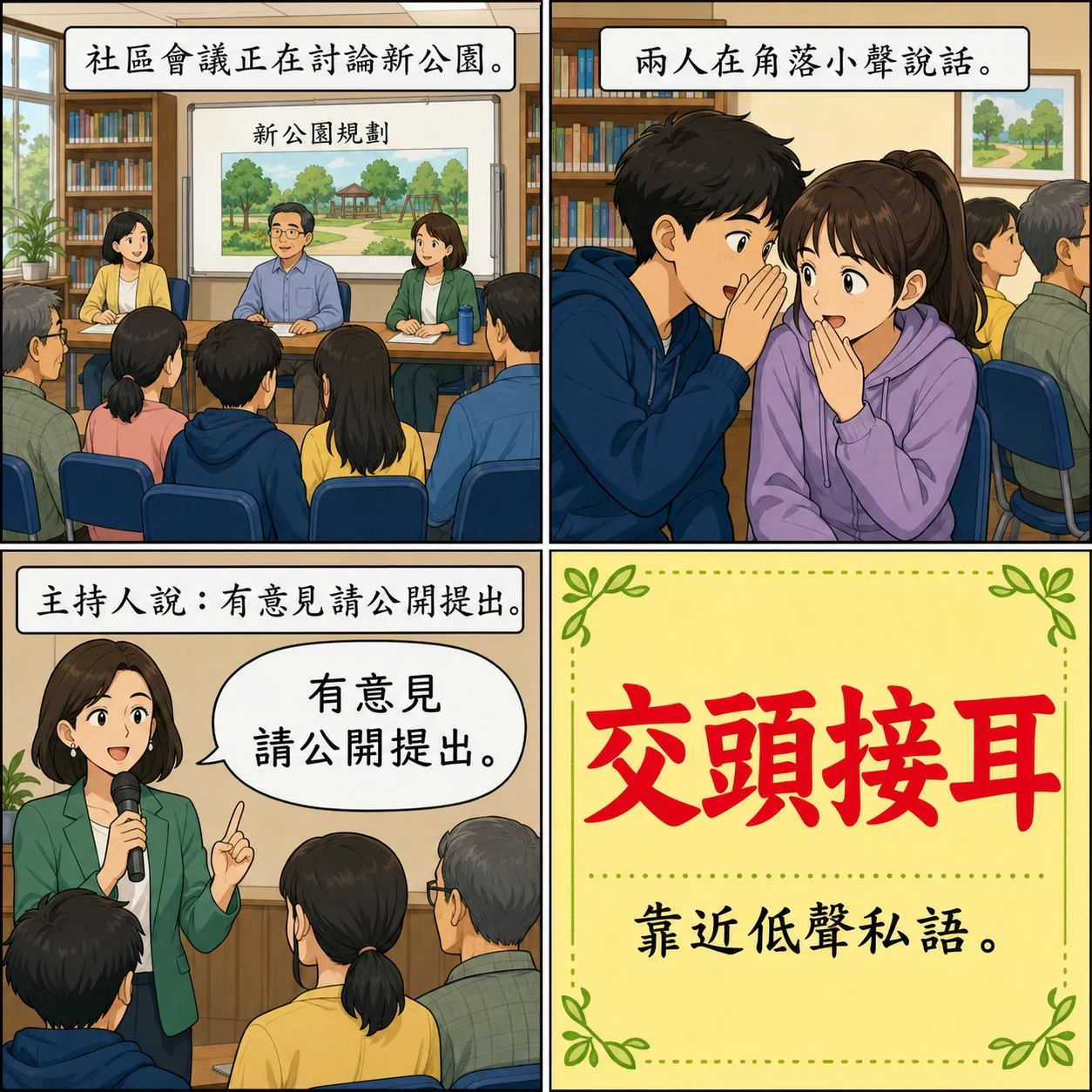 交頭接耳的 AI 生成成語漫畫