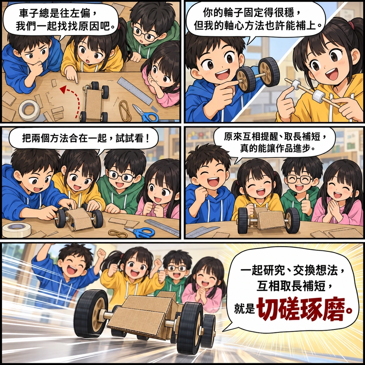 切磋琢磨的 AI 生成成語漫畫
