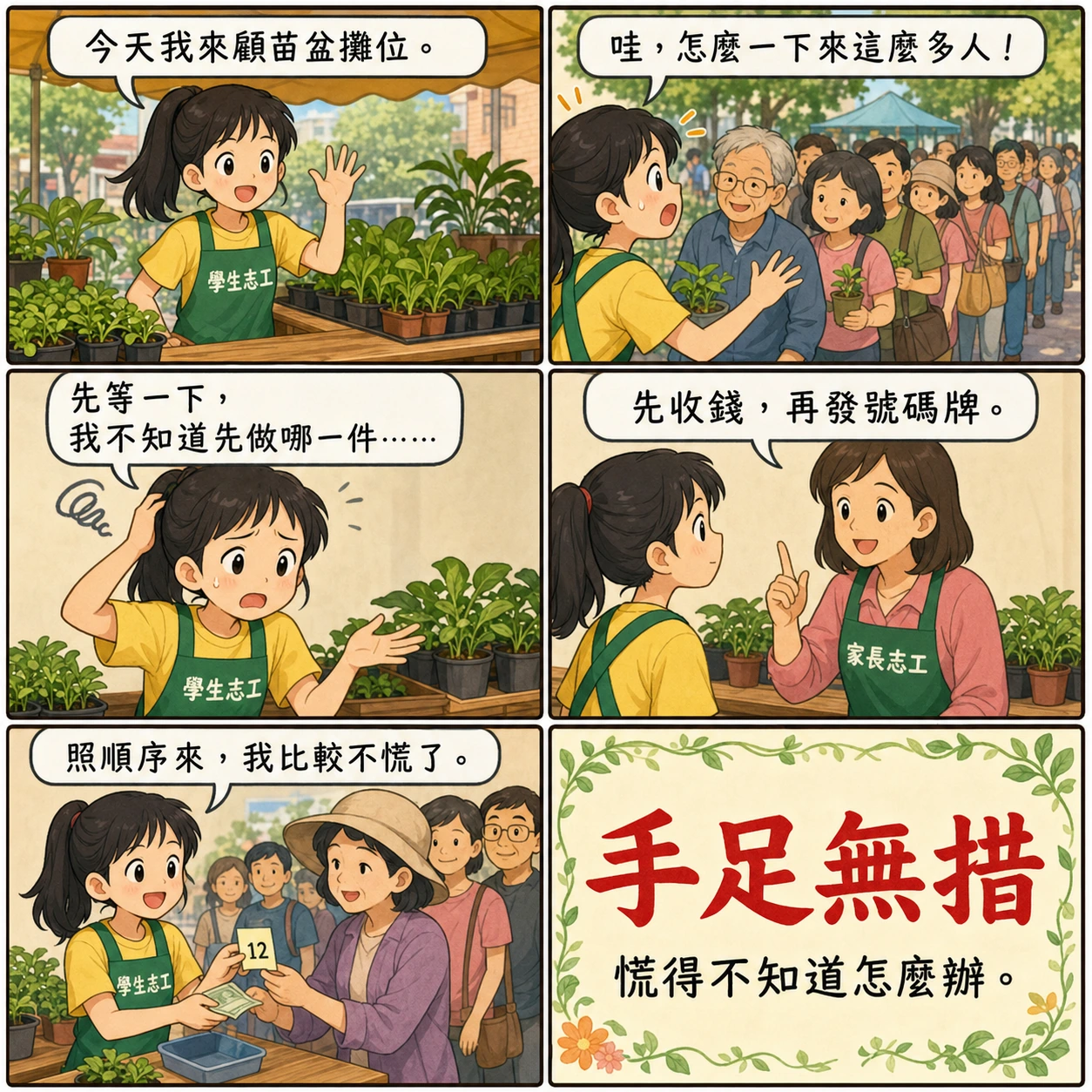 手足無措的 AI 生成成語漫畫