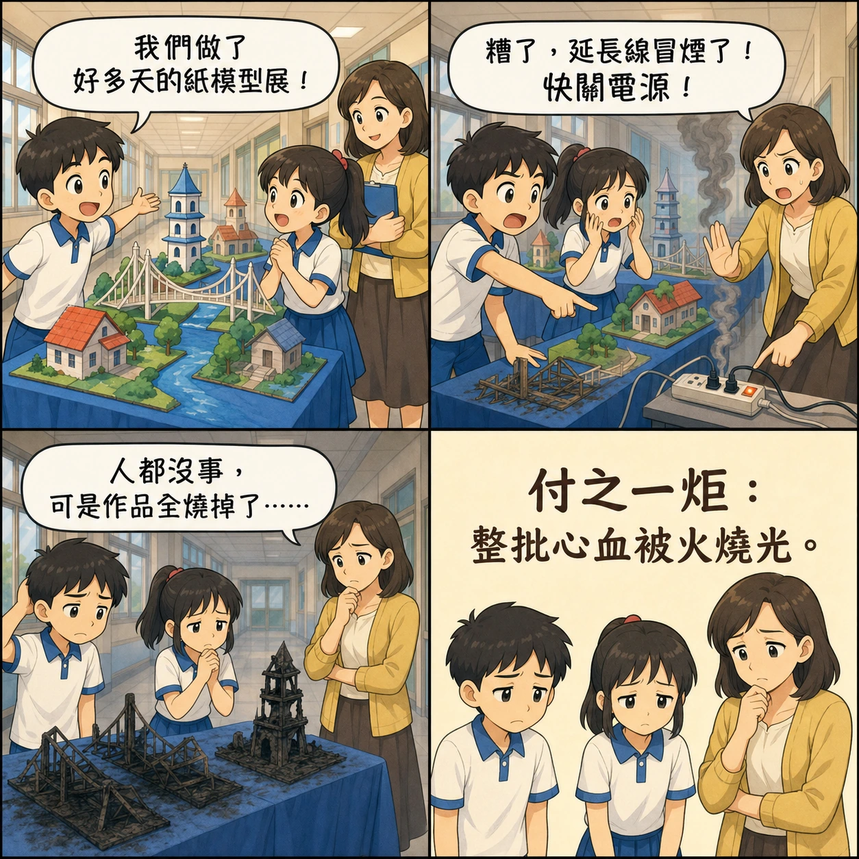 付之一炬的 AI 生成成語漫畫