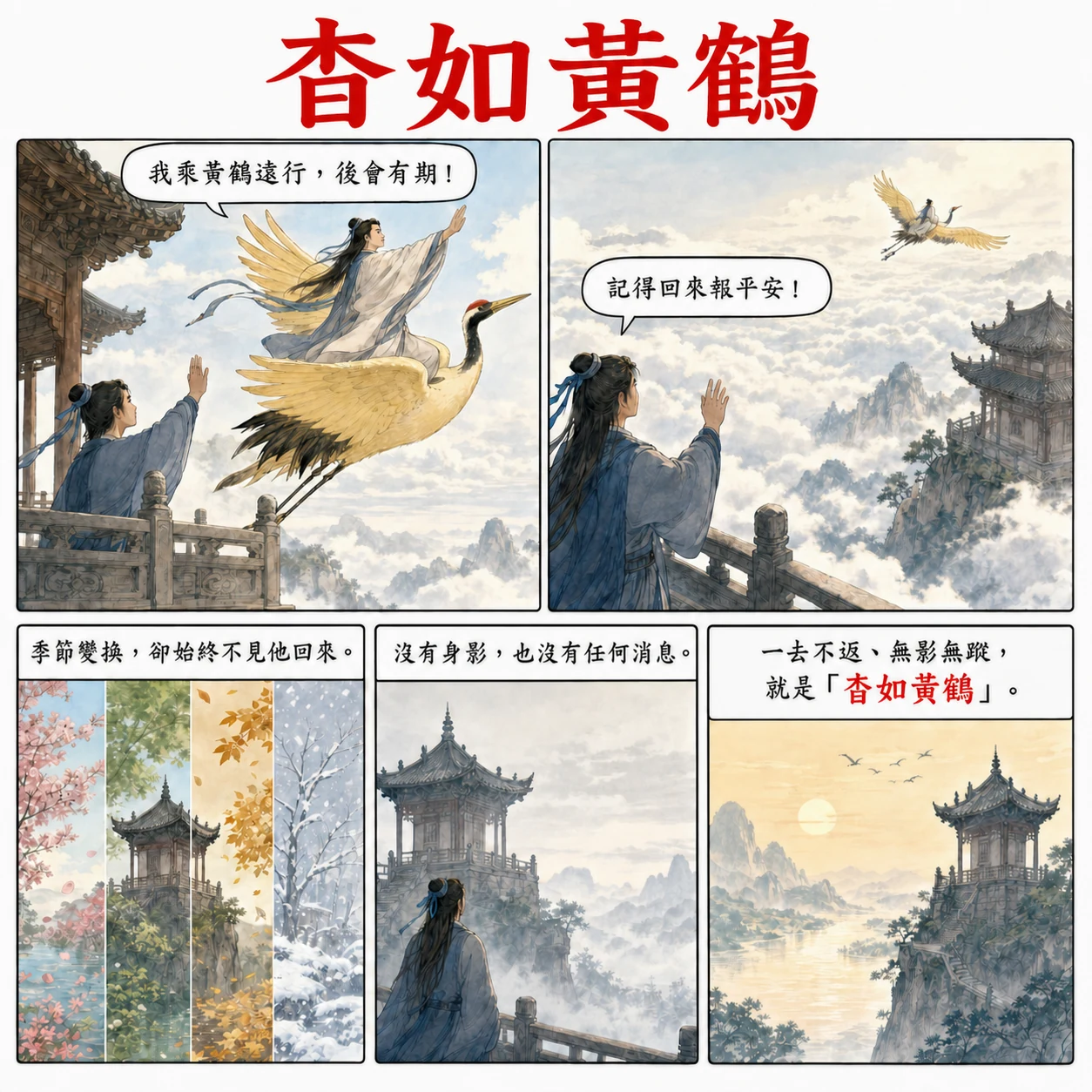 杳如黃鶴的 AI 生成成語漫畫