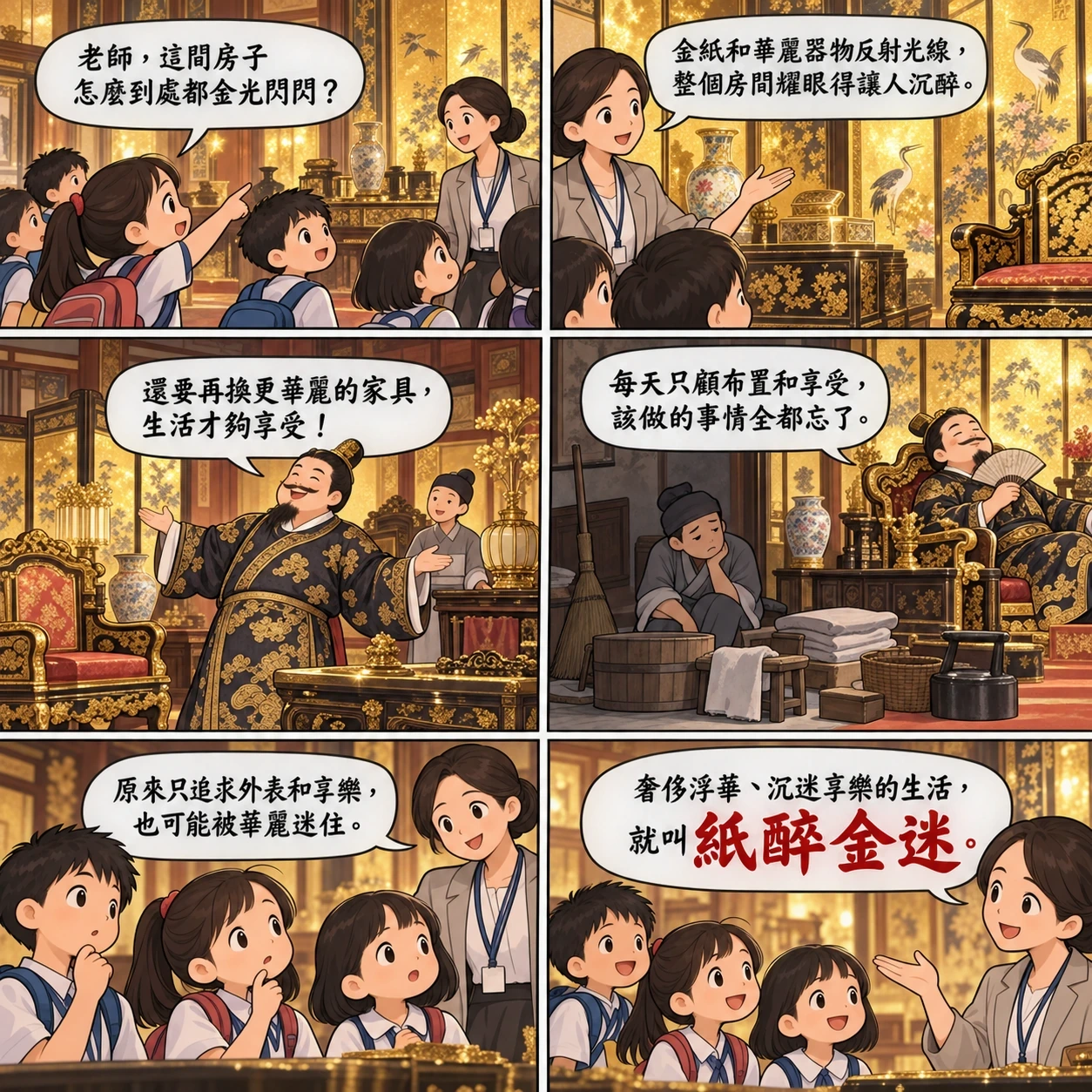 紙醉金迷的 AI 生成成語漫畫