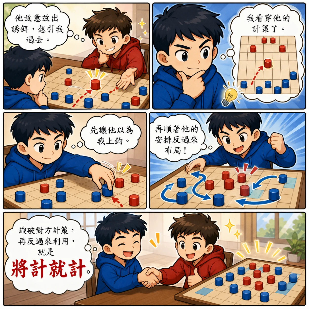 將計就計的 AI 生成成語漫畫