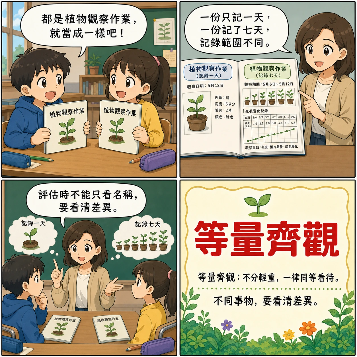 等量齊觀的 AI 生成成語漫畫