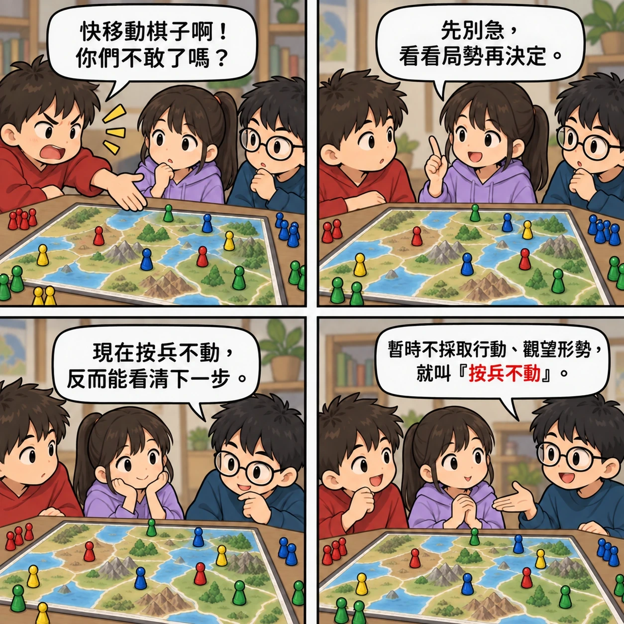 按兵不動的 AI 生成成語漫畫
