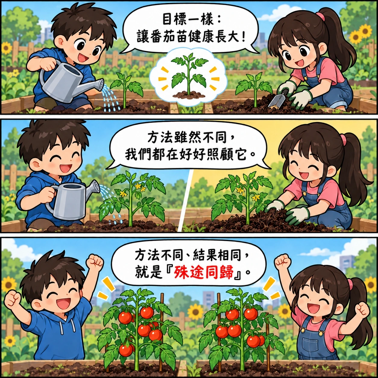 殊途同歸的 AI 生成成語漫畫
