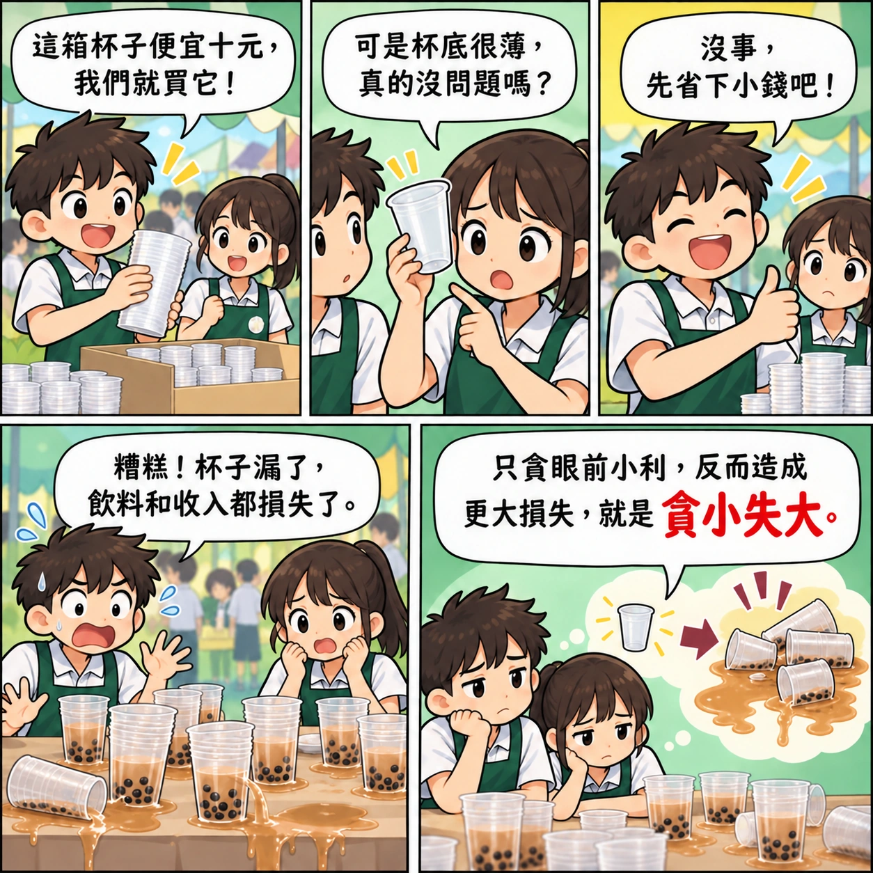 貪小失大的 AI 生成成語漫畫