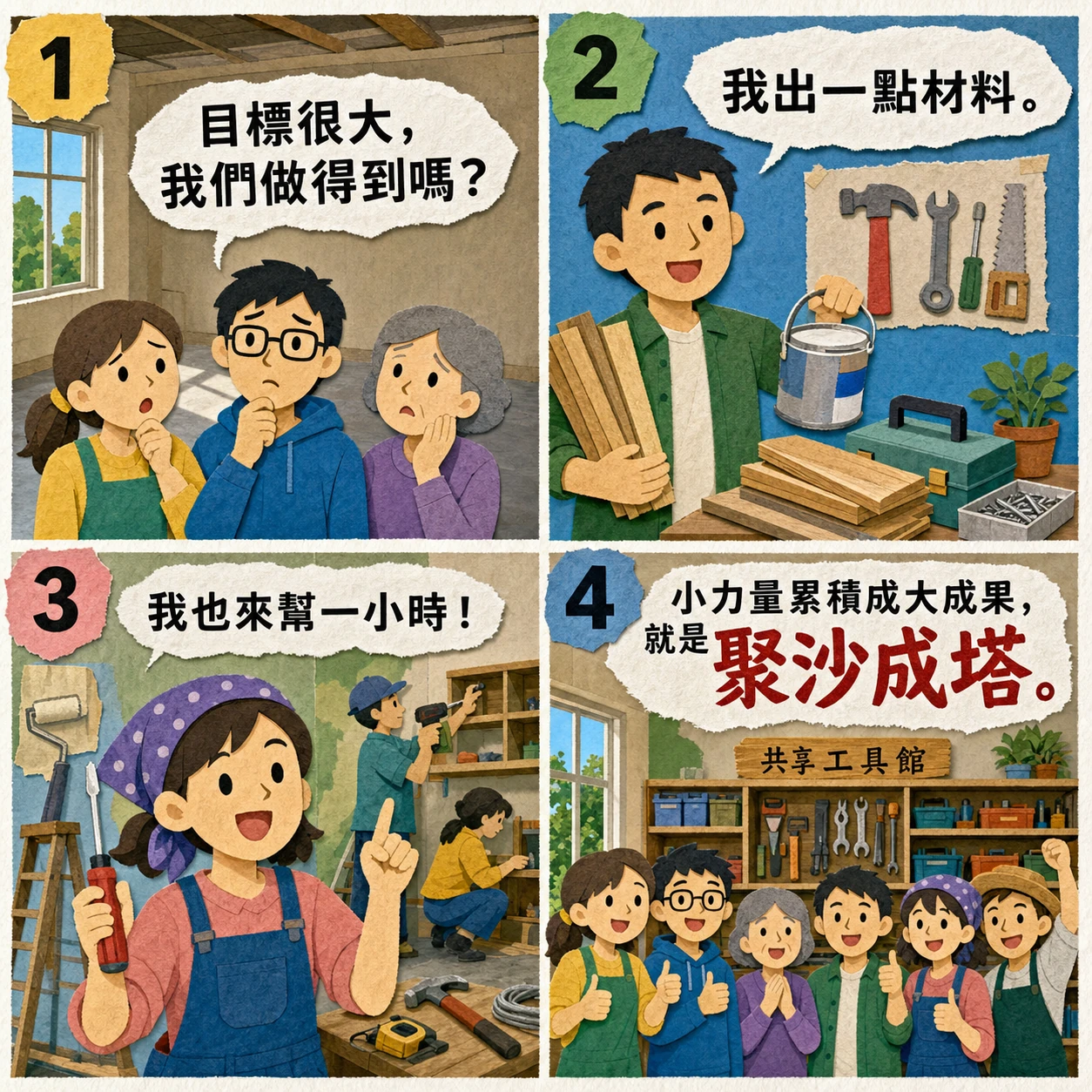 聚沙成塔的 AI 生成成語漫畫
