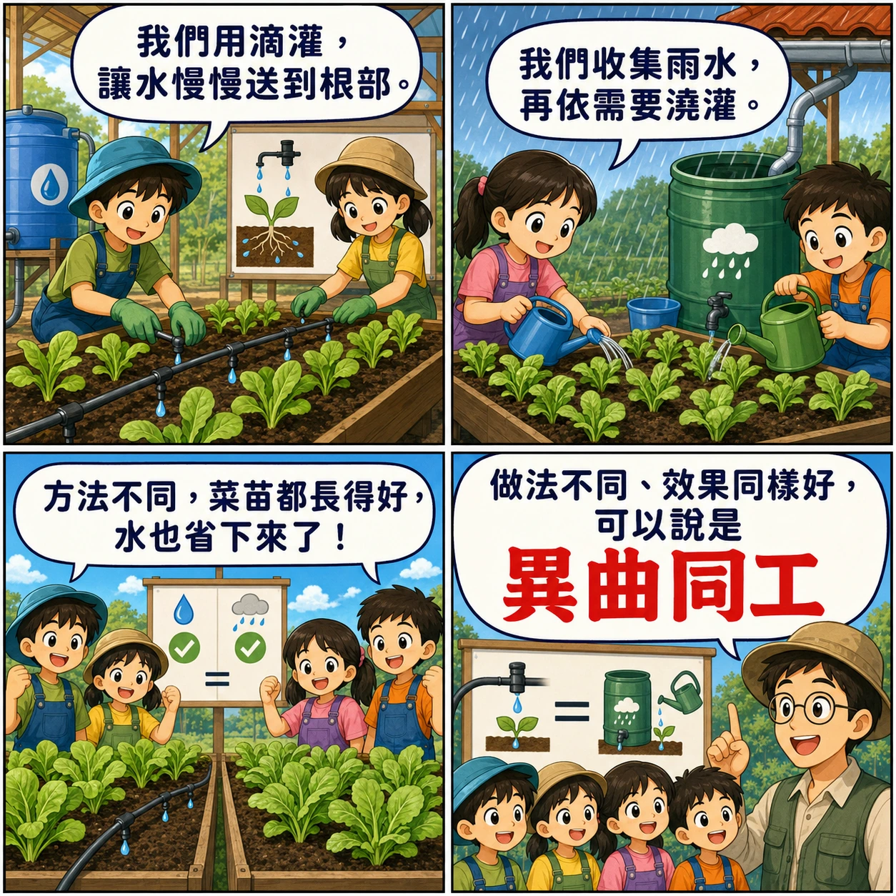 異曲同工的 AI 生成成語漫畫