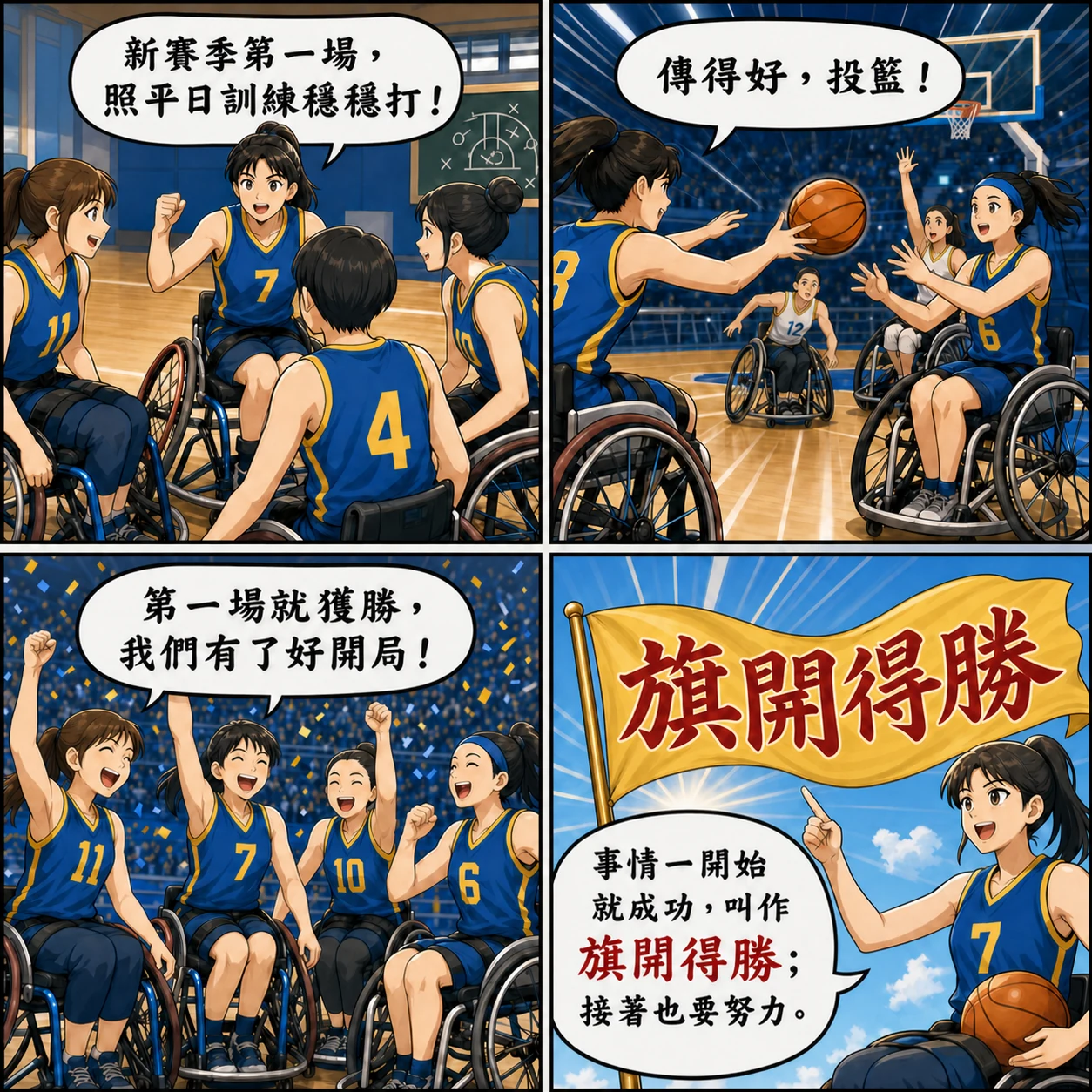 旗開得勝的 AI 生成成語漫畫