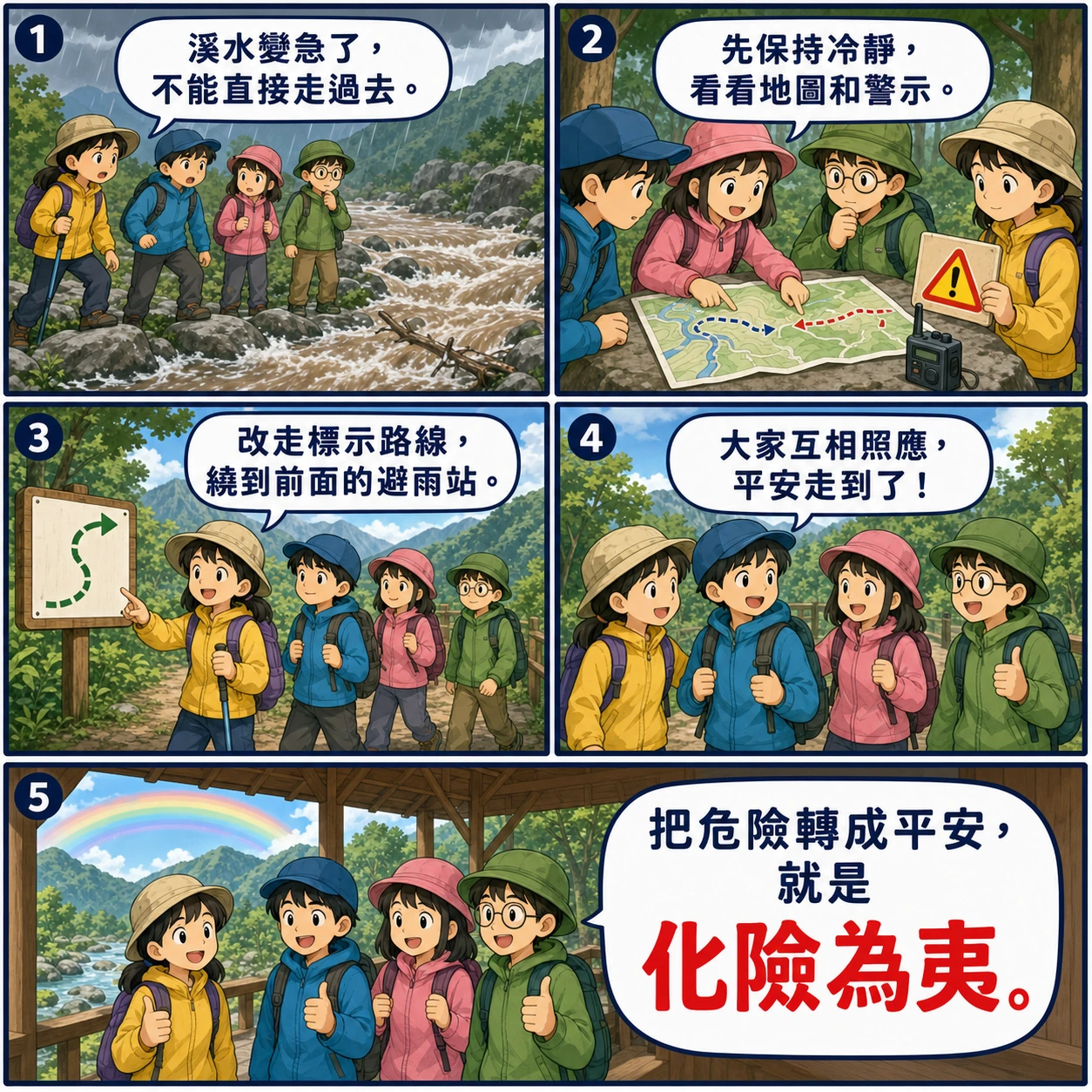 化險為夷的 AI 生成成語漫畫