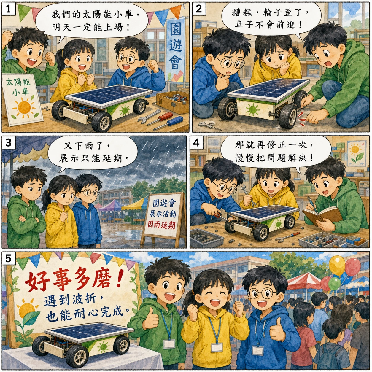 好事多磨的 AI 生成成語漫畫