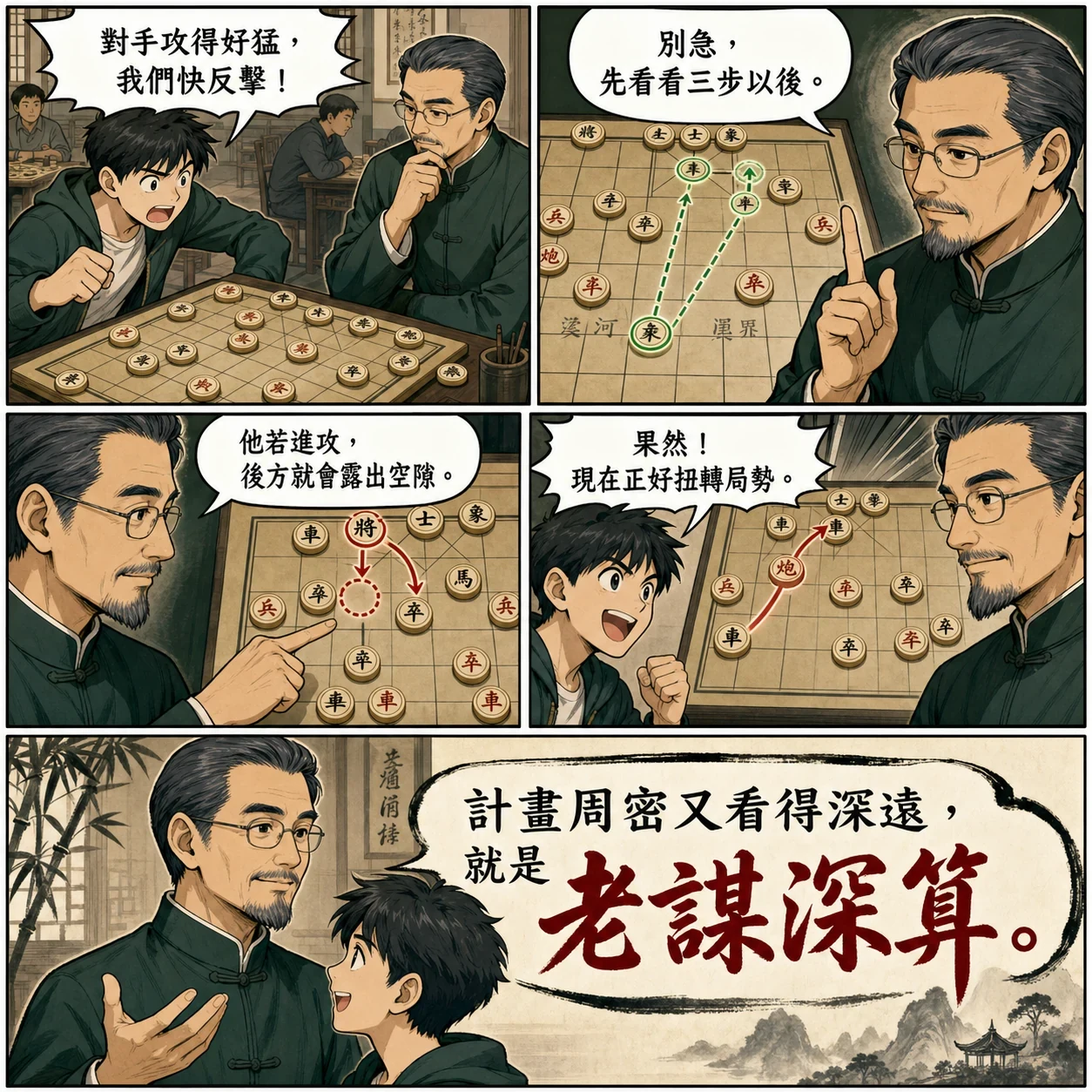 老謀深算的 AI 生成成語漫畫