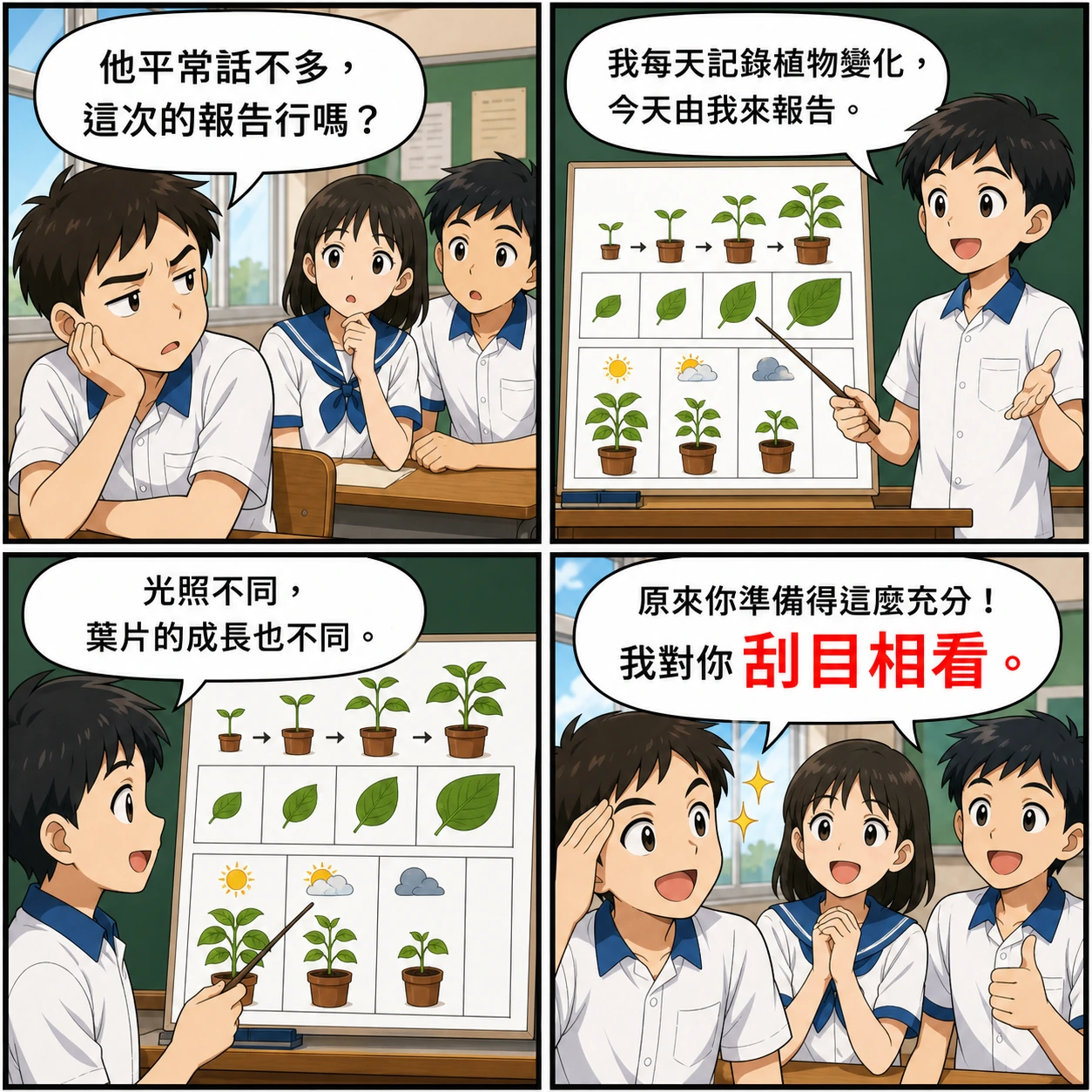 刮目相看的 AI 生成成語漫畫