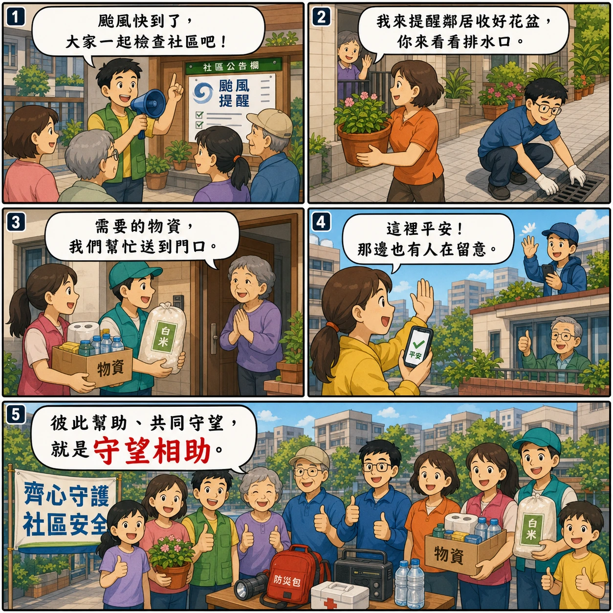 守望相助的 AI 生成成語漫畫