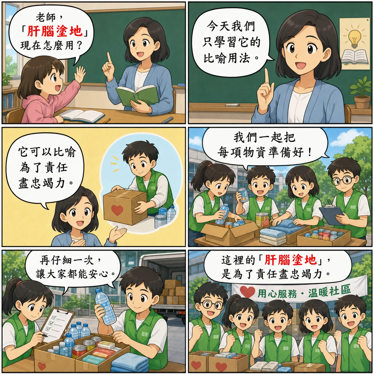 肝腦塗地的 AI 生成成語漫畫