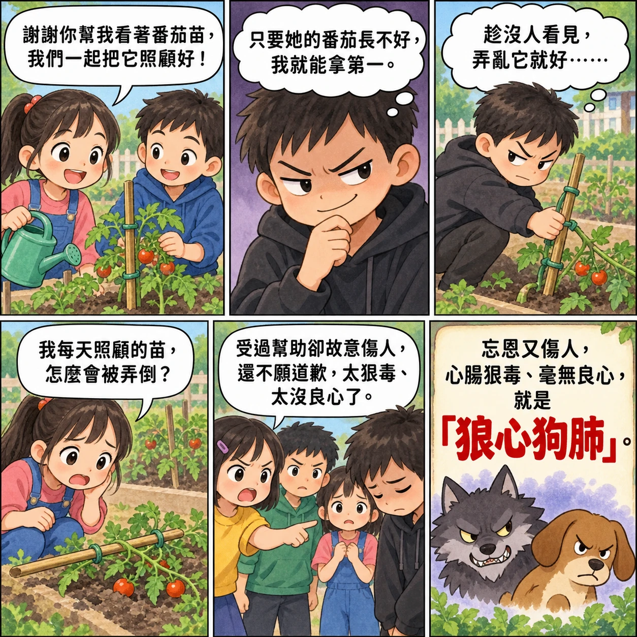 狼心狗肺的 AI 生成成語漫畫