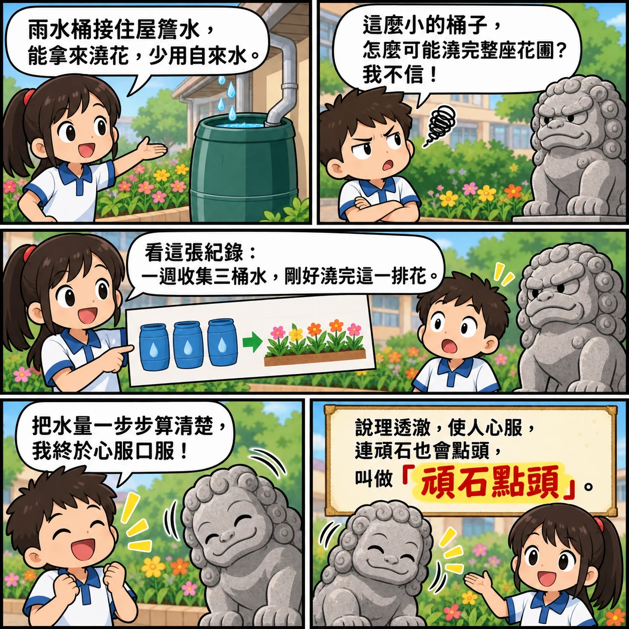 頑石點頭的 AI 生成成語漫畫