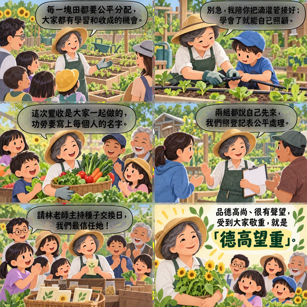 德高望重的 AI 生成成語漫畫