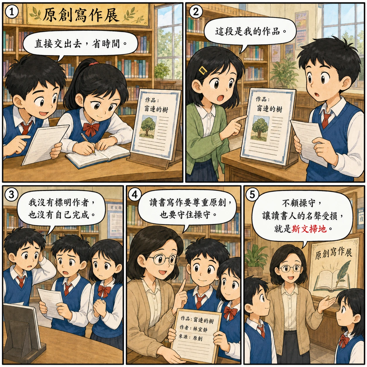 斯文掃地的 AI 生成成語漫畫