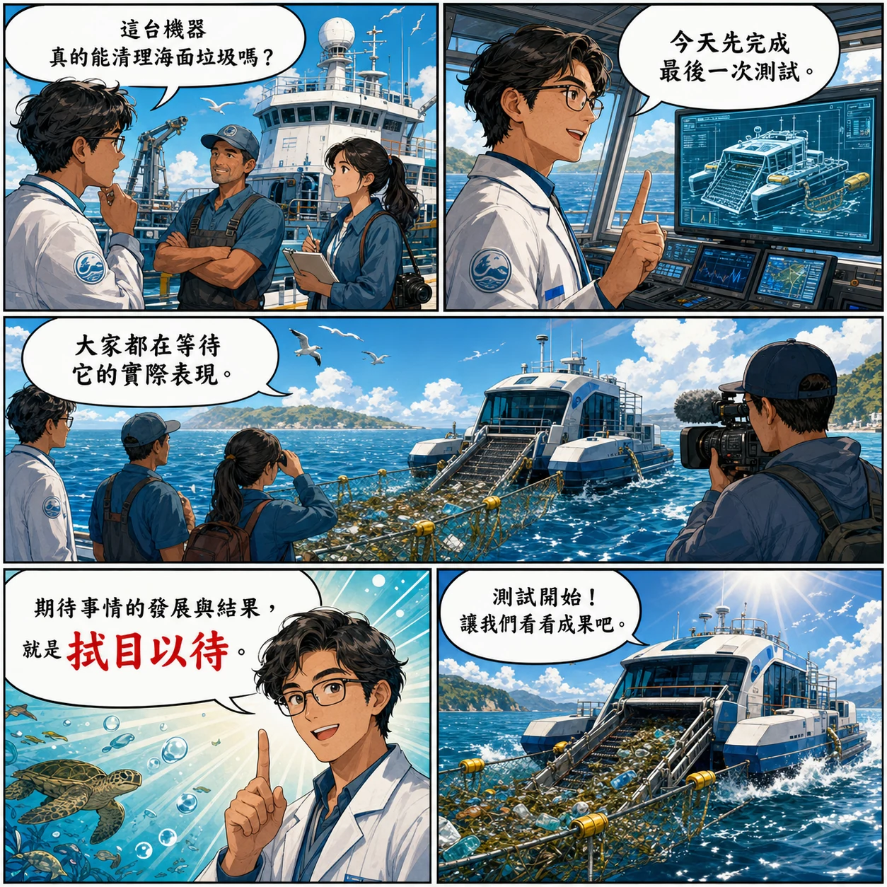 拭目以待的 AI 生成成語漫畫