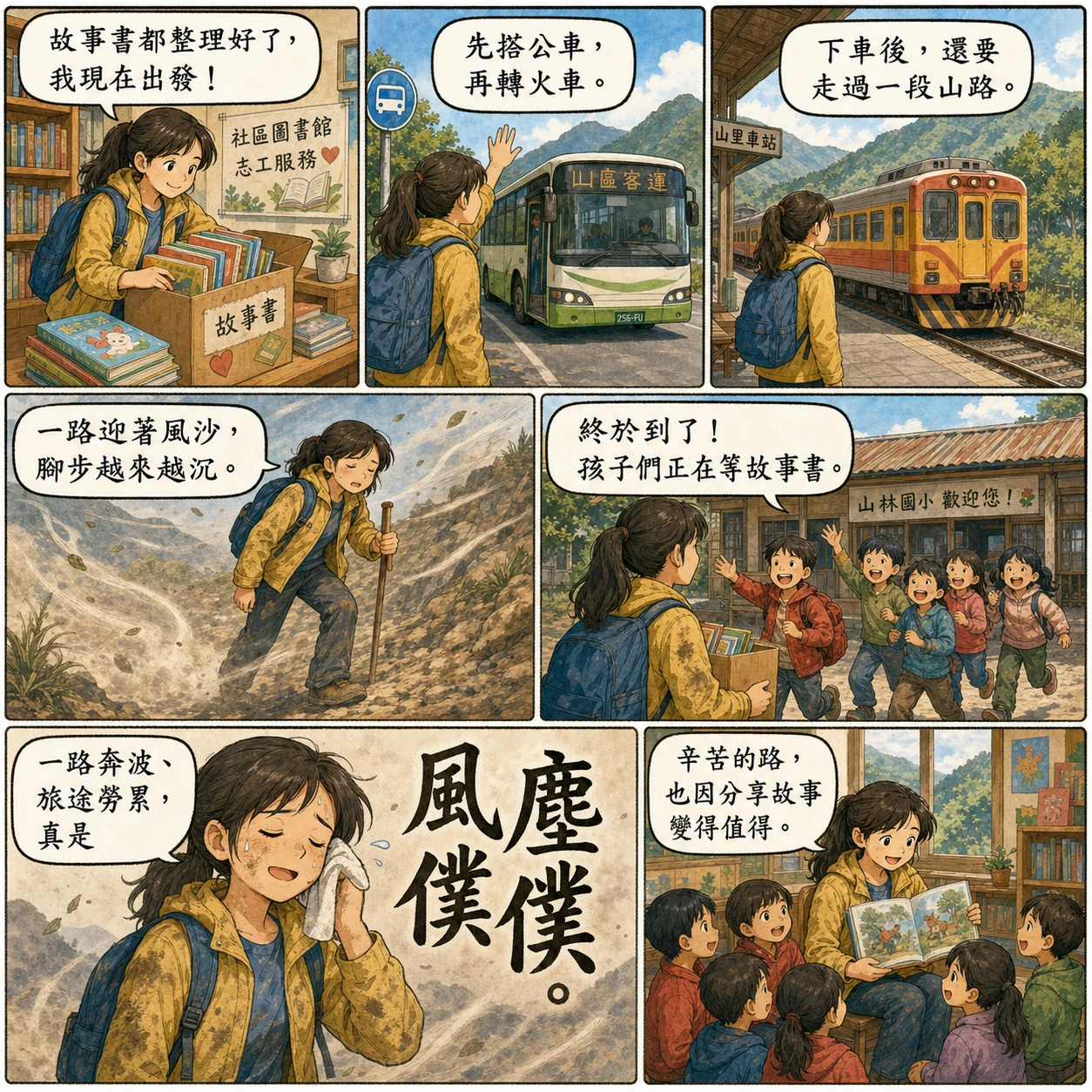 風塵僕僕的 AI 生成成語漫畫