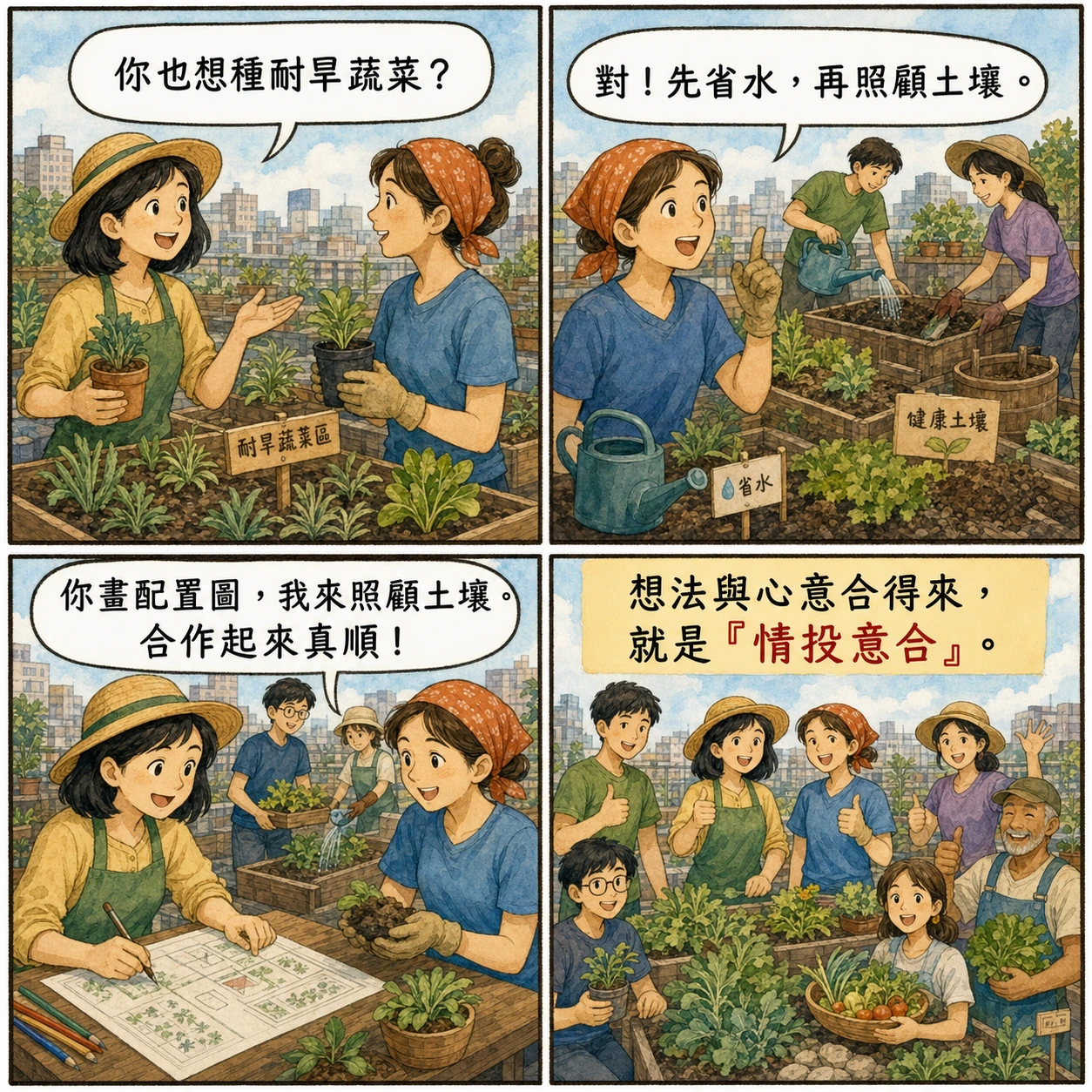 情投意合的 AI 生成成語漫畫