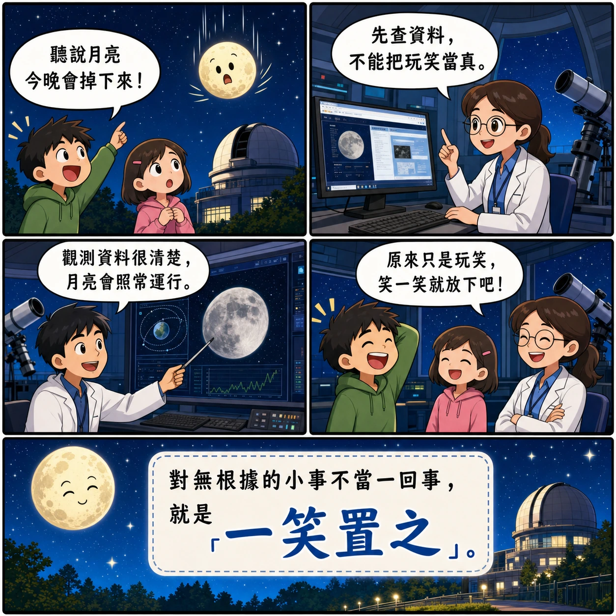 一笑置之的 AI 生成成語漫畫
