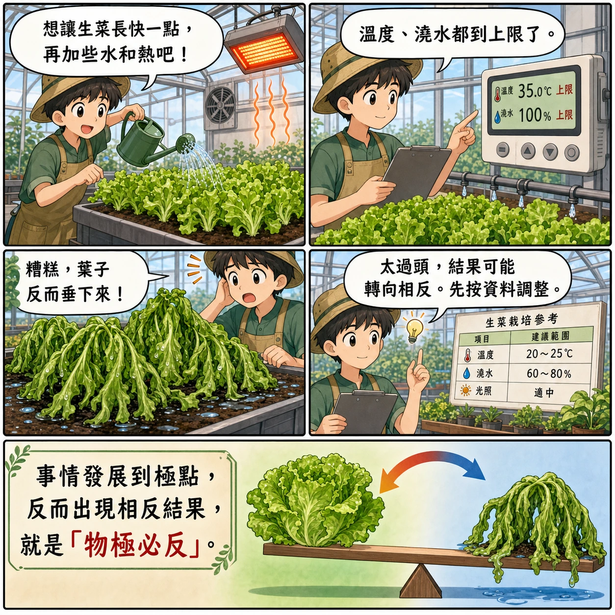 物極必反的 AI 生成成語漫畫