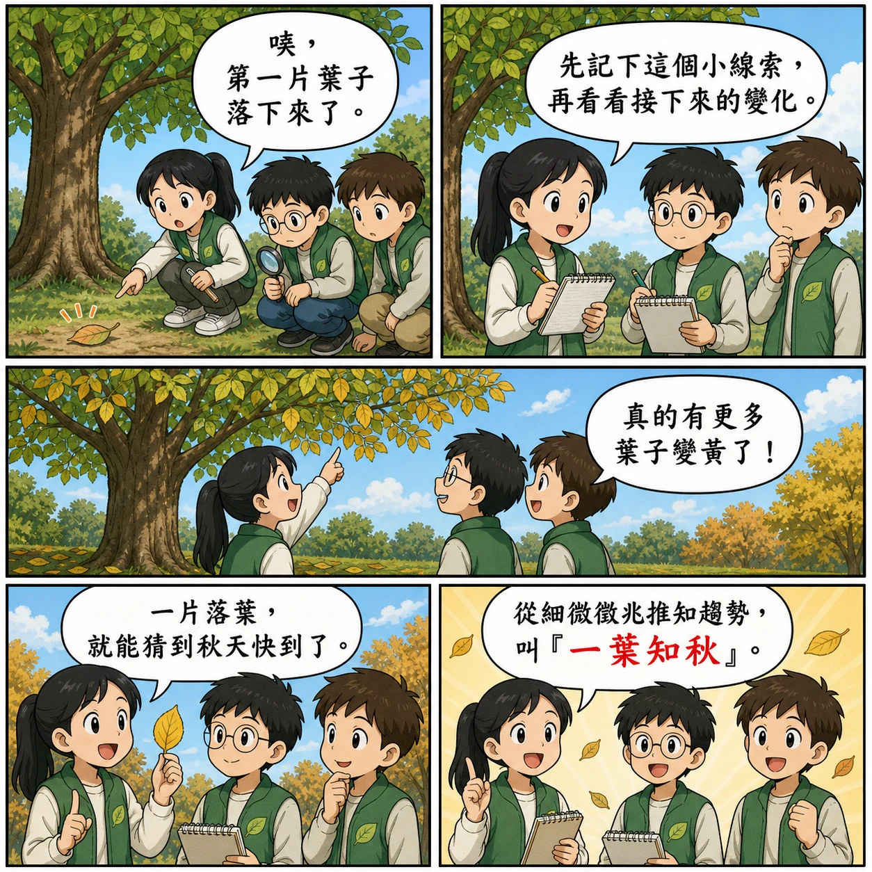 一葉知秋的 AI 生成成語漫畫